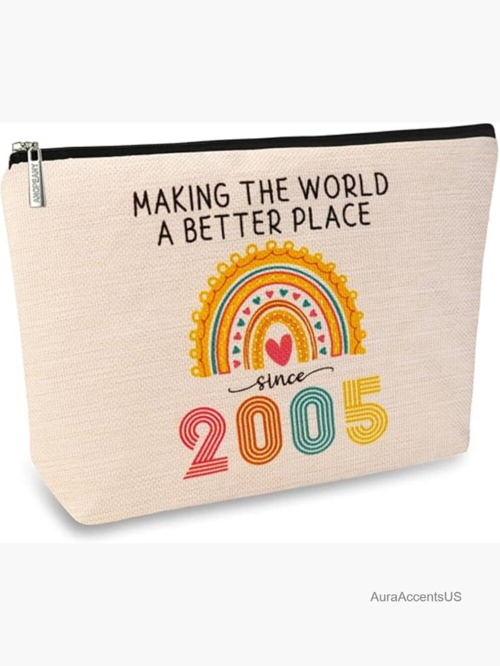 21st Birthday Makeup Bag Cosmetic Travel Pouch Toiletry Organizer Linen